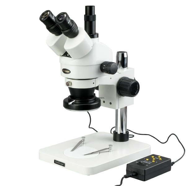 Amscope 7X-45X Trinocular Inspection Zoom Stereo Microscope With 144-LED 4-Zone Light SM-1TS-144A